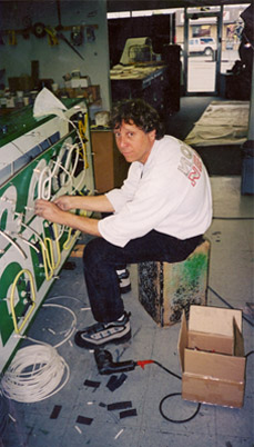 Robert working on sign